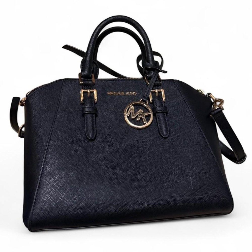 Michael Kors Black Satchel with Gold Accents